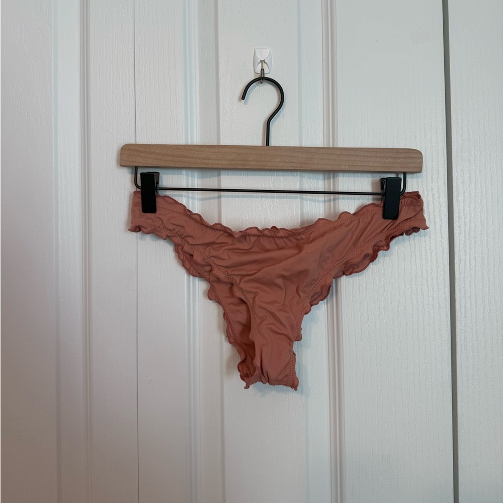 La Hearts Terracotta Ruffled Bikini Bottom